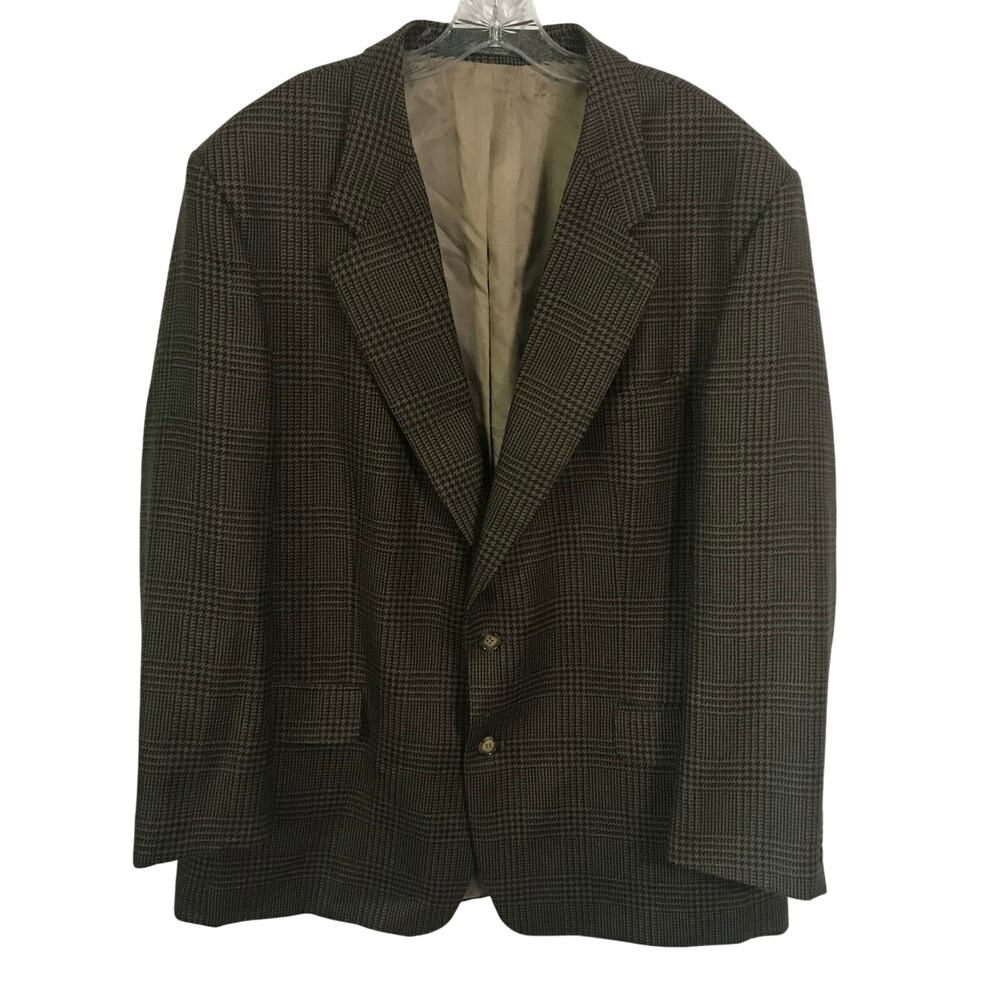 The Suit Club Blazer Jacket Mens SIze 46 Regular Hounds Tooth Brown Tan Wool
